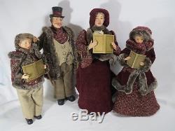Christmas Caroler Doll Family 3 Figurine Set Man Violin Boy Drum Grandmother
