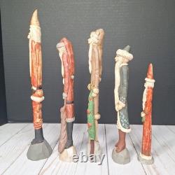 10 Vtg Early 1990/91 Jim Shore Pencil Folk Art Santa Figurine Signed