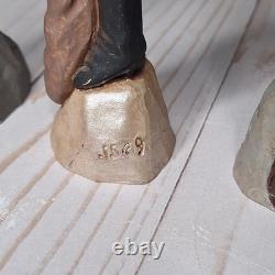 10 Vtg Early 1990/91 Jim Shore Pencil Folk Art Santa Figurine Signed