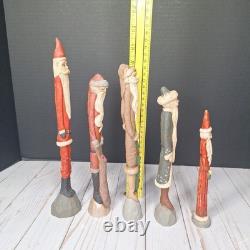 10 Vtg Early 1990/91 Jim Shore Pencil Folk Art Santa Figurine Signed