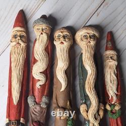 10 Vtg Early 1990/91 Jim Shore Pencil Folk Art Santa Figurine Signed