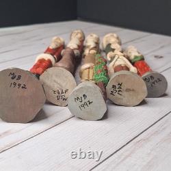 10 Vtg Early 1990/91 Jim Shore Pencil Folk Art Santa Figurine Signed
