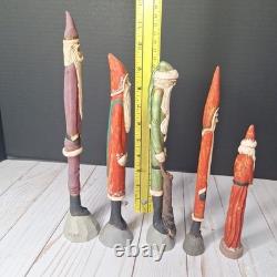 10 Vtg Early 1990/91 Jim Shore Pencil Folk Art Santa Figurine Signed