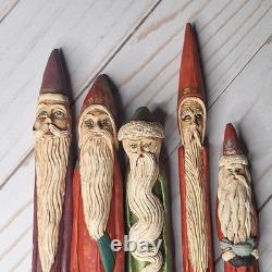 10 Vtg Early 1990/91 Jim Shore Pencil Folk Art Santa Figurine Signed