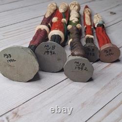10 Vtg Early 1990/91 Jim Shore Pencil Folk Art Santa Figurine Signed