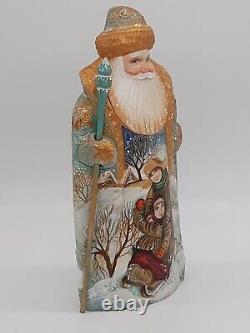 11 Wooden Santa Claus Hand carved and painted figurine #1