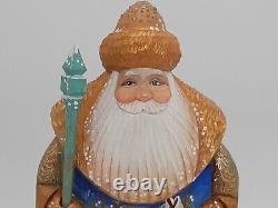 11 Wooden Santa Claus with owl Hand carved and painted figurine #1