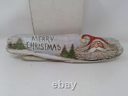 12/2011 Lisa Rogers Carved Driftwood Santa Merry Christmas Wall Plaque 15