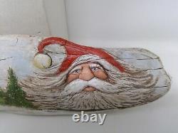 12/2011 Lisa Rogers Carved Driftwood Santa Merry Christmas Wall Plaque 15