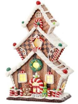 13 Gingerbread Cookie Candy Christmas Village Stacked House with Light Timer