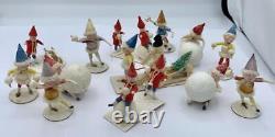 13 Heubach Snowball Snowbaby Putz Christmas Toys Antique Germany Cotton Batting