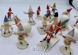 13 Heubach Snowball Snowbaby Putz Christmas Toys Antique Germany Cotton Batting