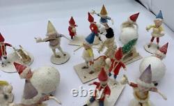 13 Heubach Snowball Snowbaby Putz Christmas Toys Antique Germany Cotton Batting
