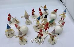 13 Heubach Snowball Snowbaby Putz Christmas Toys Antique Germany Cotton Batting