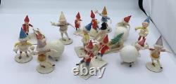 13 Heubach Snowball Snowbaby Putz Christmas Toys Antique Germany Cotton Batting