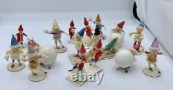 13 Heubach Snowball Snowbaby Putz Christmas Toys Antique Germany Cotton Batting