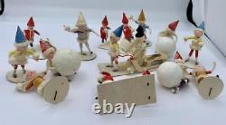 13 Heubach Snowball Snowbaby Putz Christmas Toys Antique Germany Cotton Batting