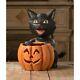 16 Bethany Lowe Lrg Black Pumpkin Bowl Cat Retro Vntg Halloween Decor Figure
