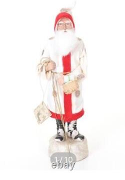 16 Paul Turner Paper Mache Santa Candy Container New With Tags White/Red Robe