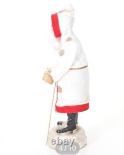 16 Paul Turner Paper Mache Santa Candy Container New With Tags White/Red Robe