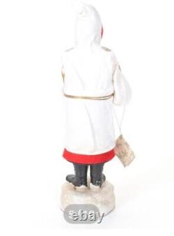 16 Paul Turner Paper Mache Santa Candy Container New With Tags White/Red Robe