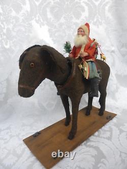 1900 German Santa Riding Nodder Donkey Pull Toy Large 12 Size Reduced Price