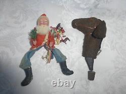 1900 German Santa Riding Nodder Donkey Pull Toy Large 12 Size Reduced Price