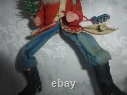 1900 German Santa Riding Nodder Donkey Pull Toy Large 12 Size Reduced Price