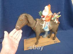 1900 German Santa Riding Nodder Donkey Pull Toy Large 12 Size Reduced Price