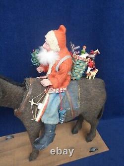 1900 German Santa Riding Nodder Donkey Pull Toy Large 12 Size Reduced Price