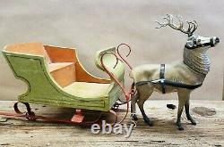 1930's Vintage Christmas Reindeer Candy Container with Sleigh