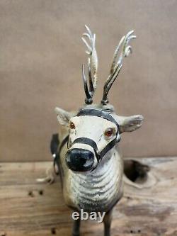 1930's Vintage Christmas Reindeer Candy Container with Sleigh