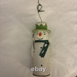 1930s Papier-mache standing Snowman, Cotton Carrot Nose. German Candy Cont