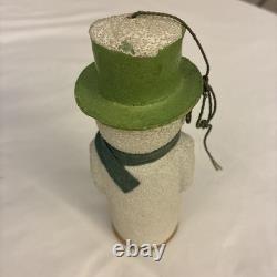 1930s Papier-mache standing Snowman, Cotton Carrot Nose. German Candy Cont