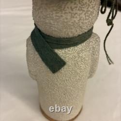 1930s Papier-mache standing Snowman, Cotton Carrot Nose. German Candy Cont