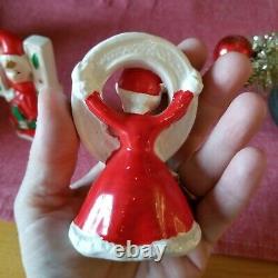 1950's Vtg Set 4 NOEL Letters Christmas Girl Pixie Figurines Holly Japan Lefton