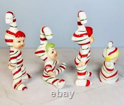 1950s Lefton Candy Cane Kids w Bonus Candy Cane Baby Bell