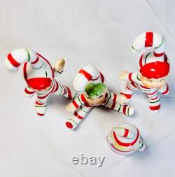 1950s Lefton Candy Cane Kids w Bonus Candy Cane Baby Bell