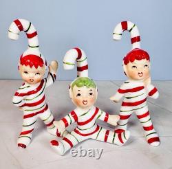 1950s Lefton Candy Cane Kids w Bonus Candy Cane Baby Bell