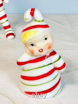 1950s Lefton Candy Cane Kids w Bonus Candy Cane Baby Bell