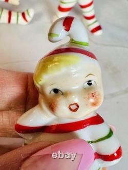 1950s Lefton Candy Cane Kids w Bonus Candy Cane Baby Bell