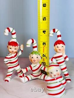 1950s Lefton Candy Cane Kids w Bonus Candy Cane Baby Bell