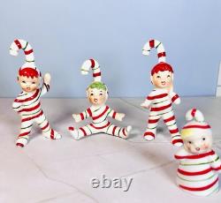 1950s Lefton Candy Cane Kids w Bonus Candy Cane Baby Bell