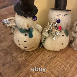 1950s Vintage Japanese Spun Cotton Christmas Frosty the Snowman Lot Of 8