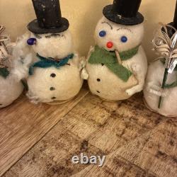 1950s Vintage Japanese Spun Cotton Christmas Frosty the Snowman Lot Of 8
