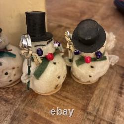 1950s Vintage Japanese Spun Cotton Christmas Frosty the Snowman Lot Of 8