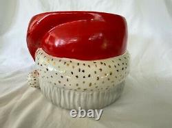 1951 Mallory Jamar Ceramic Santa Claus Eggnog Punch Bowl Set 6 Mugs Ladle