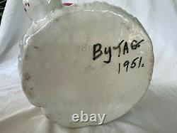 1951 Mallory Jamar Ceramic Santa Claus Eggnog Punch Bowl Set 6 Mugs Ladle