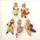 1960 Set Of 5 Christmas New Year Vintage Handmade Paper Mache Doll Toy Boy Girl