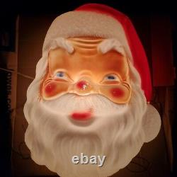 1968 Empire Blow Mold Santa Claus Face Lighted Christmas 17 Vtg Yard Hang WORKS